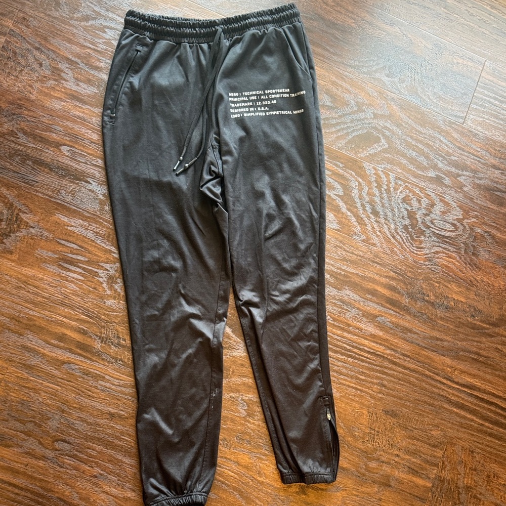 ASRV Black Joggers with Text Detail